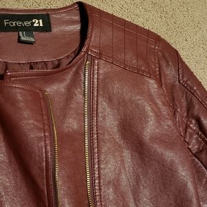 Faux Leather Burgundy/Purple Motorcycle Jacket